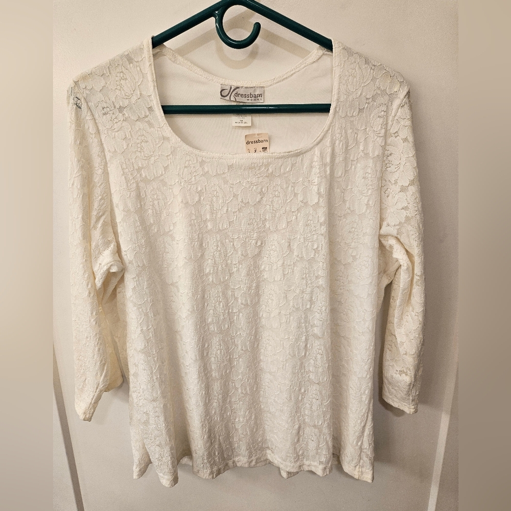 NWT - White Lace Dress Barn Blouse - Size 1X